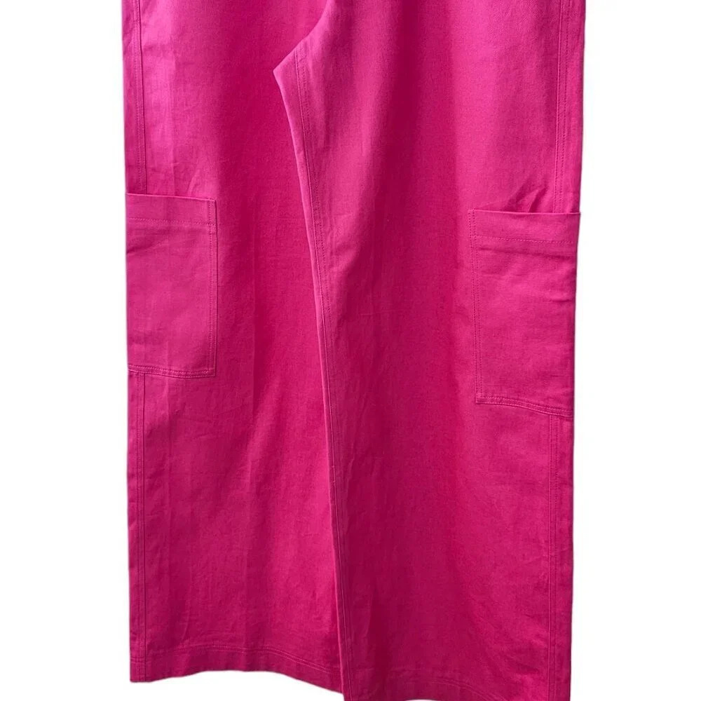 Serena Bute London High Rise Color Block Pink Wide Leg Pant Size Medium 10 Cargo - Picture 5 of 10